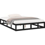  Okvir za krevet crni 200 x 200 cm od masivnog drva | shoptok.hr