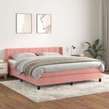  Box spring postelja z vzmetnico roza 160x200 cm žamet, (20894719) Cene