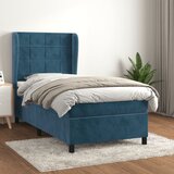 vidaXL Box spring postelja z vzmetnico temno modra 80x200 cm žamet Cene