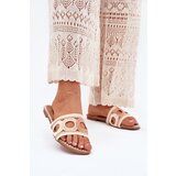 Boto Crocheted women's slippers on a flat heel beige Nirina | shoptok.hr