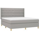  Krevet box spring s madracem LED svjetlosivi 180x200 cm tkanina | shoptok.hr
