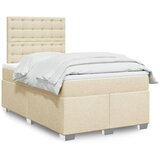 vidaXL Box spring postelja z vzmetnico krem 120x200 cm blago Cene