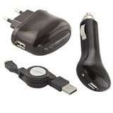  USB punjaci + microUSB kabl ESPERANZA, 3in1 set, DC 12-24V, AC 100-240V, out 5V/1000mA, EZ116 Cijene