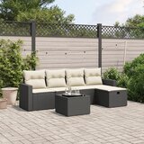 Maison Chic Seti vrtnega pohištva - Vrtna garnitura - Vrtni pohištvo set 6-delna z blazinami črna poli ratan, (21804145) | Shoptok.si