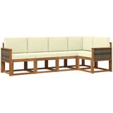  Set vanjskih sofa 5 kom. Prirodna i krem Poliester Smeđa 243 x 124,5 x 73 cm | shoptok.hr