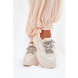 Boto Women's Platform Sneakers with Decorative Lacing Beige Evalianne | Shoptok.si
