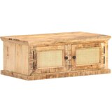 vidaXL Stolić za kavu 90x50x35 cm masivno drvo manga i prirodna trska | shoptok.hr
