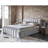 ELTAP Svetlo siva oblazinjena zakonska postelja s prostorom za shranjevanje z letvenim dnom 140x200 cm Lamica – | Shoptok.si