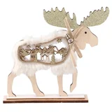 Sven, novogodišnja dekoracija, irvas, beli, 15cm