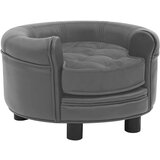 vidaXL pasji kavč siv 48x48x32 cm iz pliša in umetnega usnja | Shoptok.si