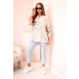 Kesi Włoski Women's cotton blouse with a floral pattern and buttons beige | shoptok.hr