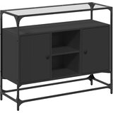  The Living Store Komoda s stekleno ploščo črna 98x35x81 cm inženirski les - Komoda, (21496588) | Shoptok.si