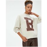 Koton Crew Neck Sweatshirt with Letters Printed Long Sleeves Ribbed Cene