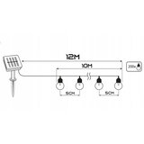  LED solarni dekorativni lanac 200xLED/1,2V 800 mAh 12 m IP44 crna | Eponuda.com