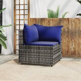Maison Chic Vrtni kotni kavč - Zunanji kavč z blazinami siv poli ratan, (22040735) | Shoptok.si