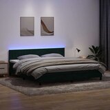 Box Spring krevet s madracem i LED tamno zeleni 180x220 cm baršun | shoptok.hr