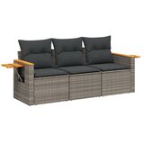 Maison Chic Seti vrtnega pohištva - Vrtna garnitura - Vrtni pohištvo set 3-delna z blazinami siv poli ratan, (21811289) | Shoptok.si