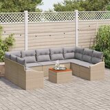  Sjedeća garnitura za vrt 10 kom. Bež i svijetlo siva poliratan 289 x 178.5 x 69 cm | shoptok.hr