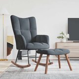 vidaXL gugalni stol s stolčkom temno siv žamet | Shoptok.si