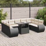 vidaXL 10-dijelni set vrtnih sofa s jastucima crni od poliratana | shoptok.hr