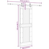  Klizna vrata NARVIK Prirodna i crna 80 x 210 cm (213,5 cm) | shoptok.hr