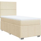 vidaXL Box spring postelja z vzmetnico krem 90x200 cm blago | Shoptok.si