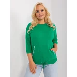 Fashionhunters Plus size green cotton blouse
