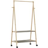 vidaXL Stojalo za oblačila s policami n kolesi 96x45,5x155,5 cm Bambus | Shoptok.si