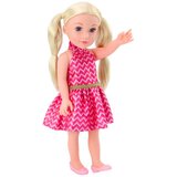 Lean_Toys Punčka, roza obleka, čop, blond lasje, velika lutka 46 cm | Shoptok.si