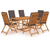 vidaXL 7-dijelni vrtni blagovaonski set sa sivim jastucima od tikovine | shoptok.hr