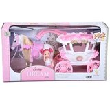 Magic Toys Sanjska kočija set s konjem in 7,5cm veliko lutko v pink-beli barvi | Shoptok.si
