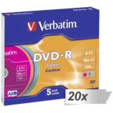 Verbatim 20x5 DVD-R 4,7GB Colour 16x Speed, Slim Case Cijene