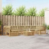  Set vanjskih sofa 8 kom. Bijela i bež Čvrsto drvo akacije | Shoptok.si