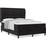 vidaXL Postelja s vzmetnico Črna 140x200 cm Žamet | Shoptok.si