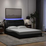  The Living Store Posteljni okvir z LED lučkami črn 140x190 cm tkanina - Posteljni Okvir, (21440206) Cene