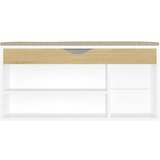 vidaXL klupa za cipele s jastukom bijela/hrast 104x30x49 cm od iverice | shoptok.hr