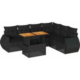  7-dijelni set vrtnih sofa od poliratana s jastucima crni Slike
