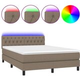  Box spring s madracem LED smeđesivi 140x190 cm tkanina | shoptok.hr