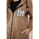 Kesi Women's longer sweatshirt with hood and zipper camel | ePonuda.com