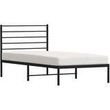  Metalni okvir za krevet s uzglavljem crni 75x190 cm | shoptok.hr
