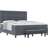 Box Spring Krevet s Madracem i Klupom Tamnosiva 180x200 cm Baršun Cijene