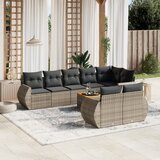 Maison Chic Seti vrtnega pohištva - Vrtna garnitura - Vrtni pohištvo set 9-delna z blazinami siv poli ratan, (21807189) | Shoptok.si