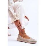 EVENTO PE1 Leather Women's Openwork Ballerinas Beige Lucy | Shoptok.si