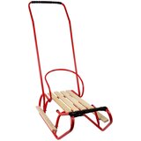 Lean_Toys Otroške kovinske sani z naslonom za potiskanje rdeča | Shoptok.si