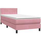  Krevet s oprugama i madracem ružičasti 90x220 cm baršunasti | shoptok.hr