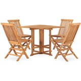  5-dijelni sklopivi vrtni blagovaonski set od masivne tikovine Smeđa 90 x 90 x 75 cm | Shoptok.si