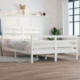 vidaXL Posteljni okvir iz trdne borovine 160x200 cm bel | Shoptok.si