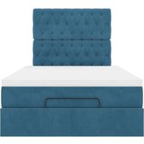 vidaXL Otomanski posteljni okvir z vzmetnicami moder 120x200cm žamet | Shoptok.si