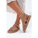 Boto Ladies Sandals With Velcro Khaki Uvissa | Shoptok.si
