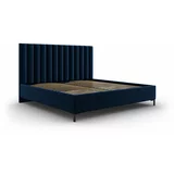 Mazzini Beds Tamno plavi tapecirani bračni krevet s prostorom za odlaganje s podnicom 160x200 cm Casey –